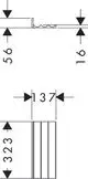 Schubkasteninnenteiler von Hansgrohe mit mehreren Fächern, dargestellt in einem technischen Diagramm, das Maße zeigt.